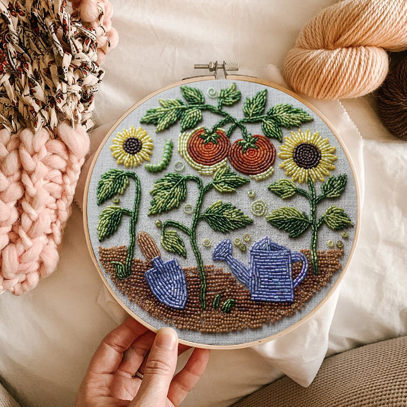 Rubbyoo Bead Embroidery Kit - Vibrant Garden | Diy Botanical Craft | Perfect For Room Ornament - image 2