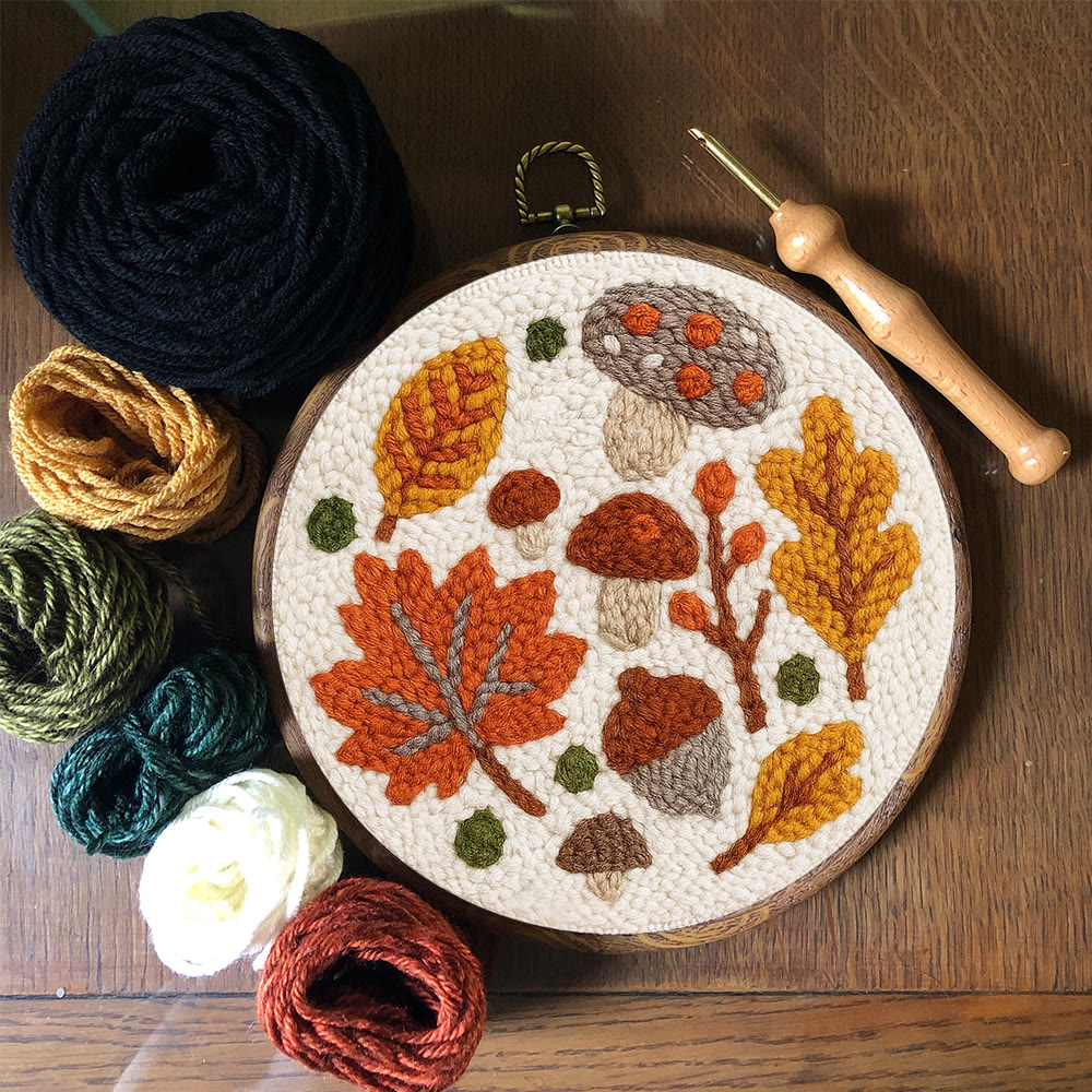 Autumn Leaves Punch Needle Kit - Diy Wall Hanging | Seasonal Needle Artwork - image 8