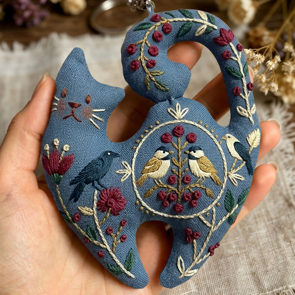 Rubbyoo Kitty Embroidery Kit - Couple Parrots | Floral & Animal Motif | Backpack Decor Highlight - image 6