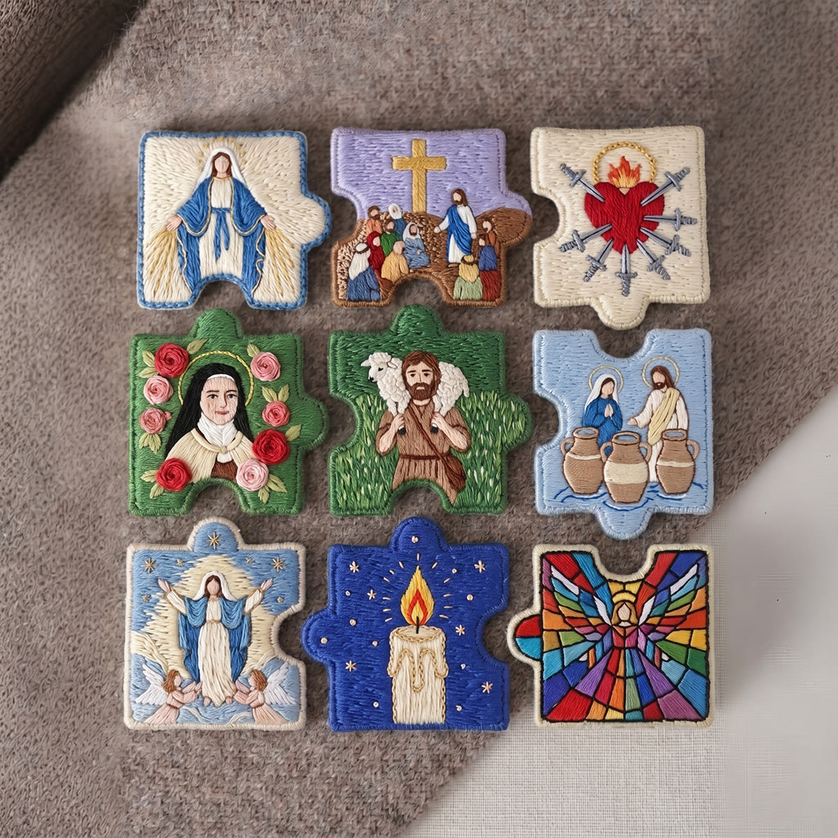 Rubbyoo Diy Magnet & Brooch Embroidery Puzzle Kit - Sacred Art Aesthetic | Catholic Mother Gift - image 4