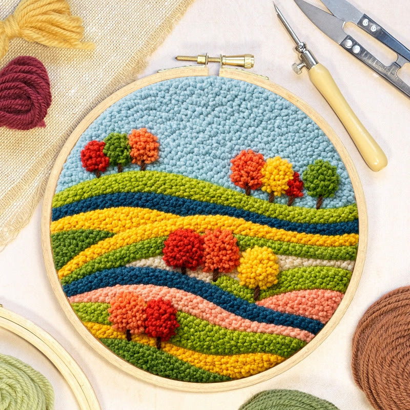 Autumn Field Punch Needle Kit - Joyful Craft Activity | Vibrant Home Statement - image 3
