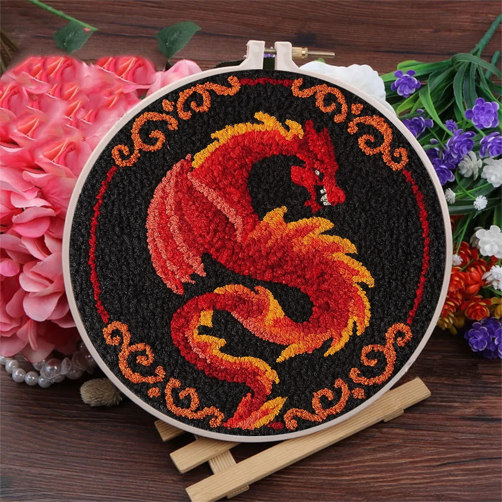 Fire Dragon Punch Needle Kit - Artisan-crafted Art | Fantasy Decor Accent - image 5