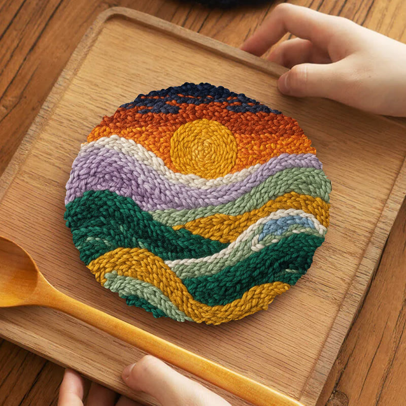 Colorful Layered Mountain Sunset Punch Needle Kit – Beginner Friendly DIY Craft | Top Gifting Pick - 5 inch Coaster Kit - image 4