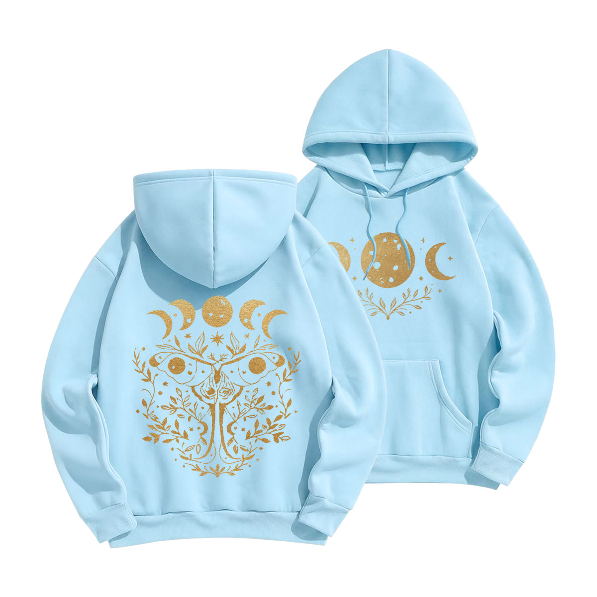 Rubbyoo  Celestial Moth Unisex Hoodie  - Light Blue - 2XL - image 13