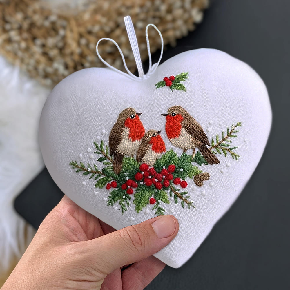 Rubbyoo Heart Embroidery Kit - Bird Family | Christmas Bird Art | Perfect For Bird Lovers - image 4