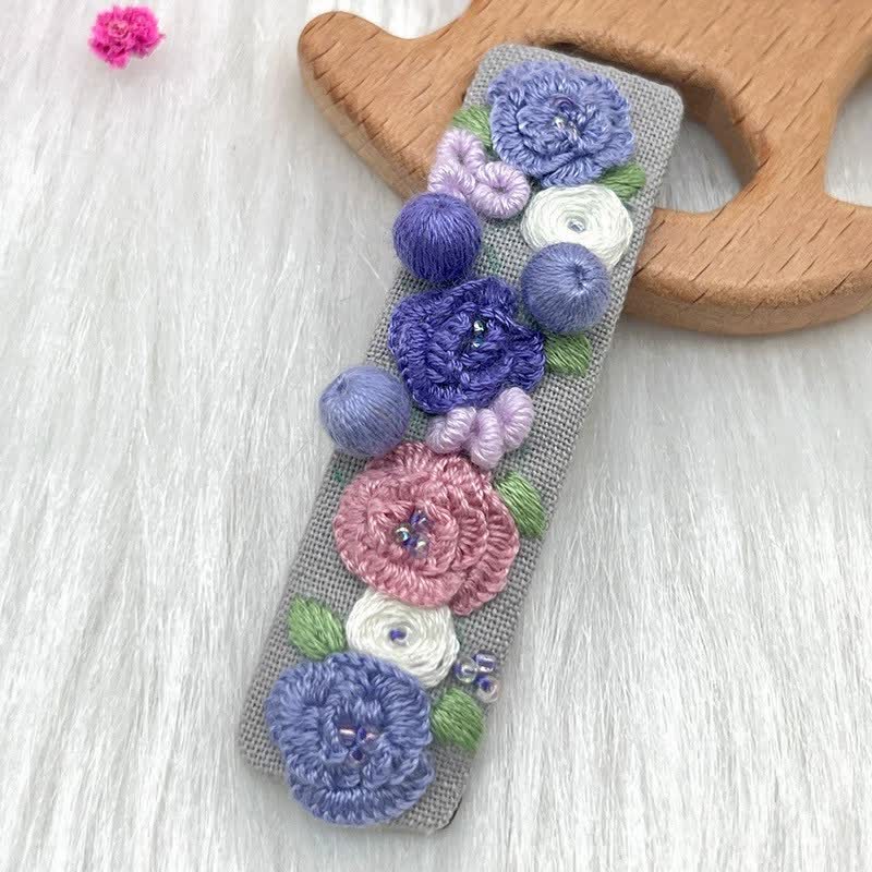 Embroidered hair clip DIY handmade material bag hair accessory headpiece - image 11
