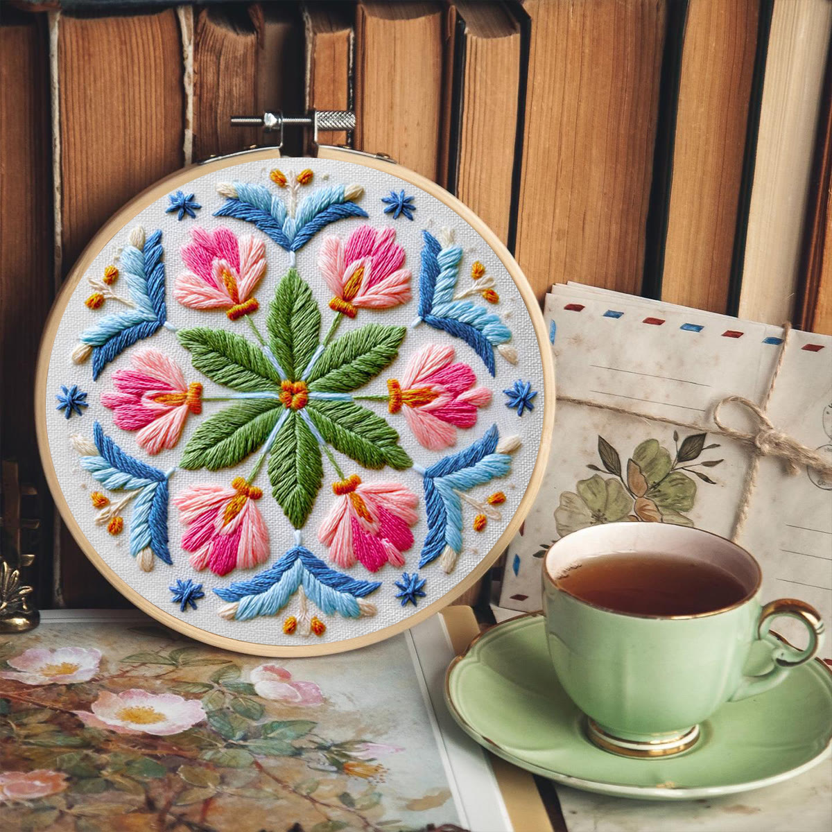 Rubbyoo Embroidery Kit - Floral Mandala | Easy Stitch Art | Perfect Craft For Diy Beginner  - image 8