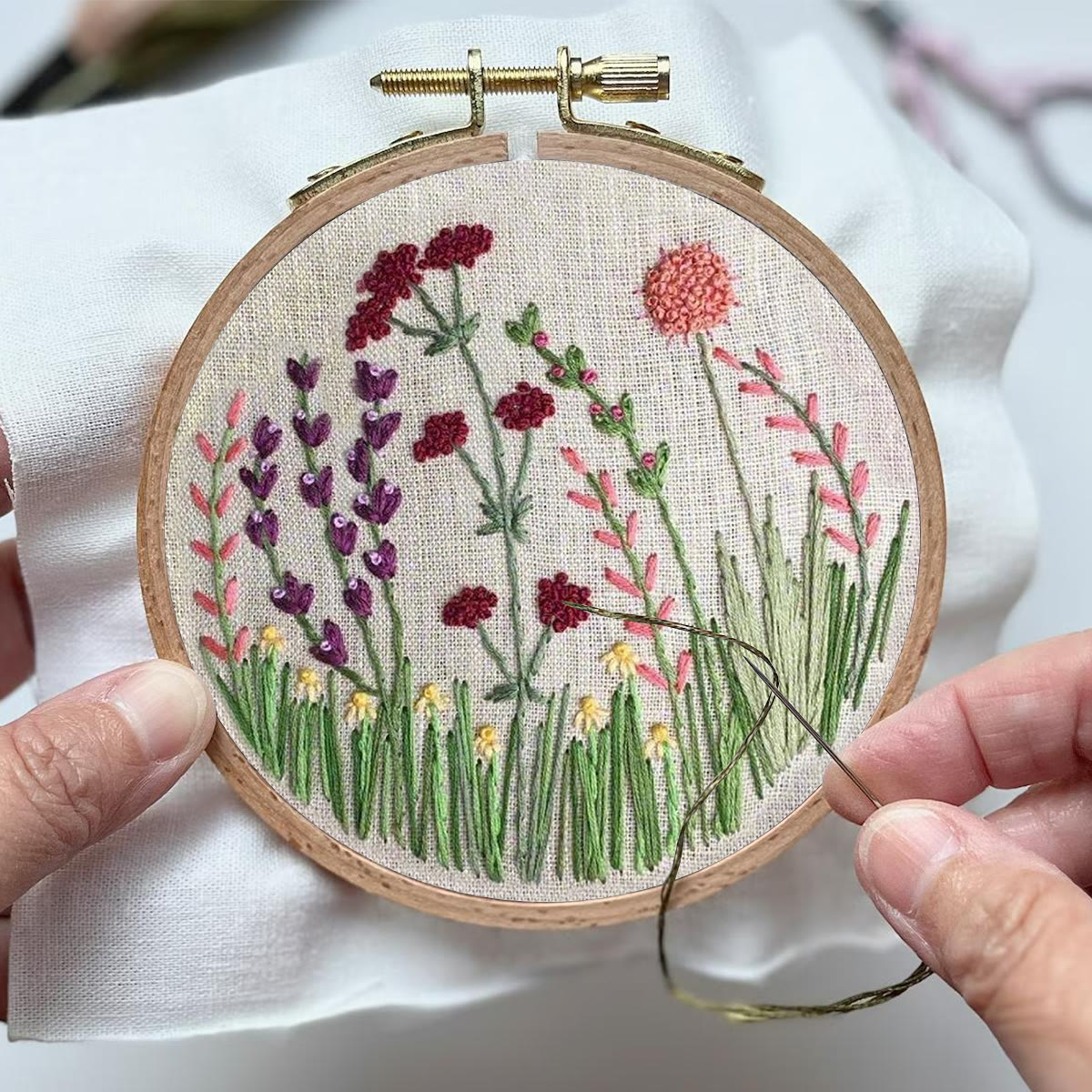 Rubbyoo Embroidery Kit- Flower Branches  Pattern | Embroidery Kit For Beginner,Modern Embroidery,Cross Stitch - image 4