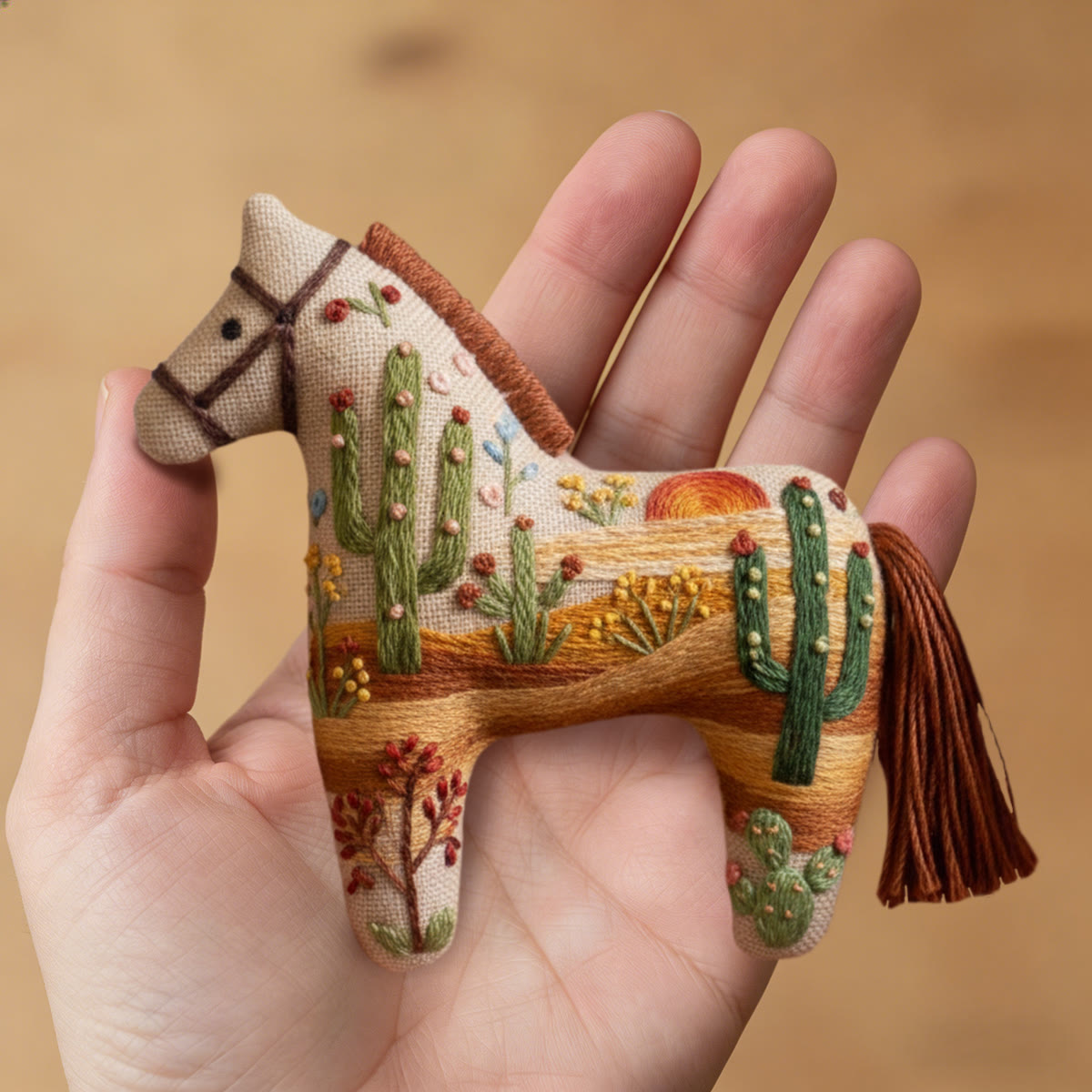 Rubbyoo Dala Horse Embroidery Kit - Desert Cactus Scene | Western-style Craft | Natural Scene Keepsake - image 5