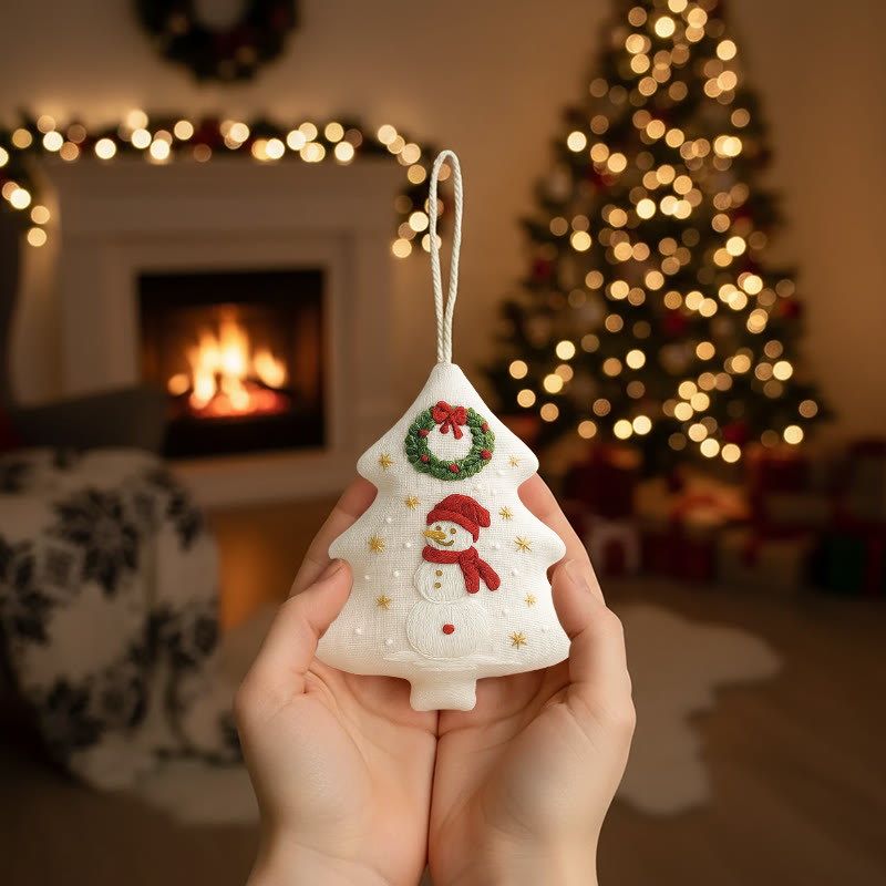 Rubbyoo Tree-shaped Embroidery Kit - Snowman | Winter Handmade Craft | Festive Home Accent - image 8