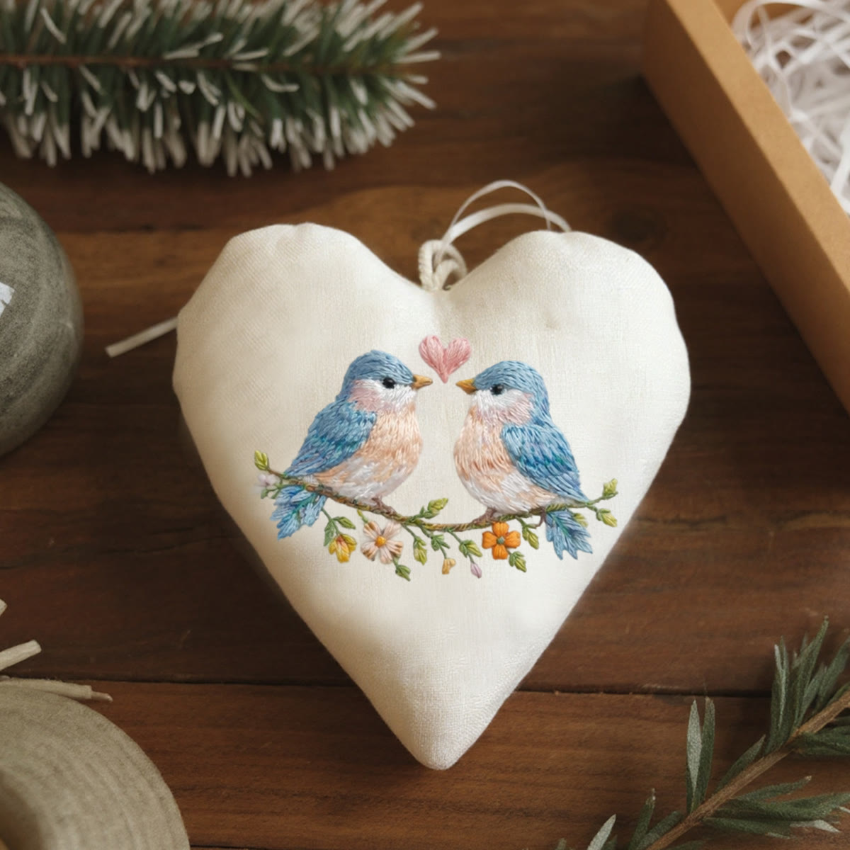 Rubbyoo Heart Embroidery Kit - Twin Birds Heart | Cute Hanging Ornament | Beginner-friendly Diy - image 5