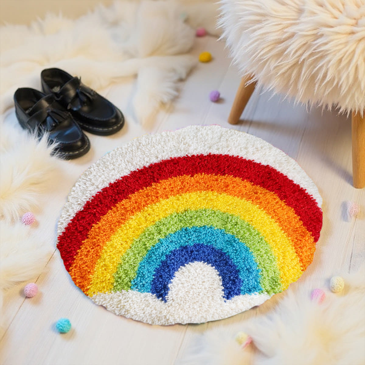 Rubbyoo Latch Hook Rug Kit - Vivid Rainbow | Easy Handicraft For Starter | Decor For Bathroom - image 4