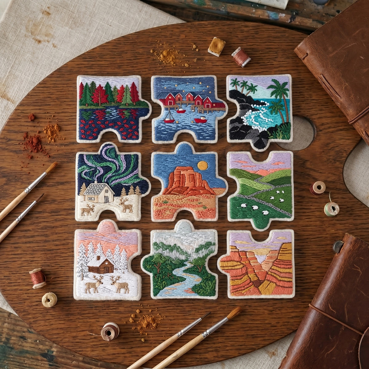 Rubbyoo Diy Magnet & Brooch Embroidery Puzzle Kit - Scenic Views | Decorative Kitchen Magnet - image 5