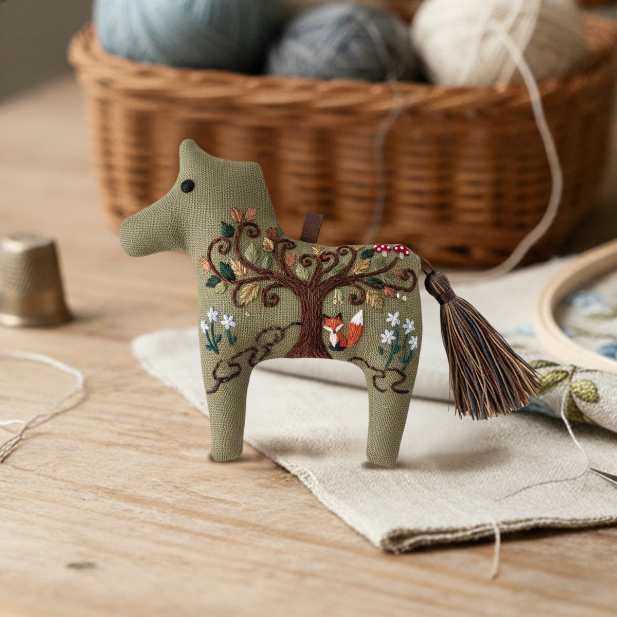 Rubbyoo Dala Horse Embroidery Kit - Tree Of Life Fox | Boho-style Craft | Artistic Home Accent - image 2