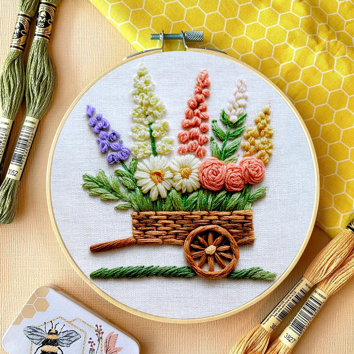 Rubbyoo Embroidery Kit - Flower Trolley | Creative Floral Craft | Perfect Stitch Art For Beginner  - image 11