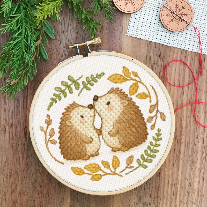  Cross Stitch Kit - Lovely Hedgehogs | Decorative Handmade Craft | Perfect Gift For Crafters - image 2