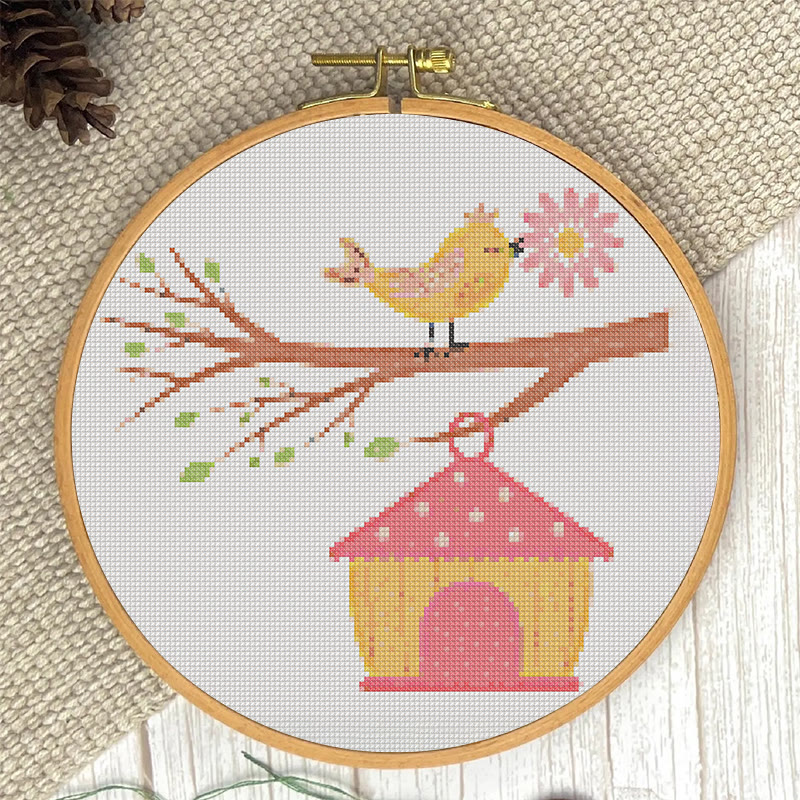  Cross Stitch Kit - Spring Birdhouse | Diy Sewing Birthday Gifts | Handmade Home Decoration - image 4