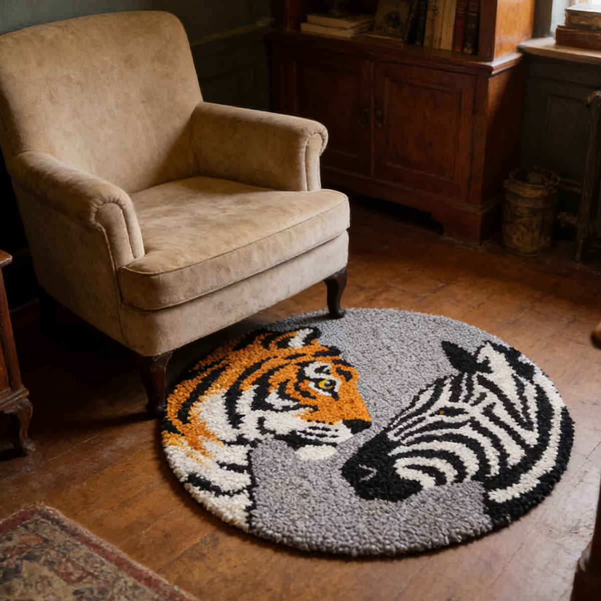 Rubbyoo Latch Hook Rug Kit - Tigers And Zebras | Creative Animal Craft | Handmade Home Decor For Beginner - image 4