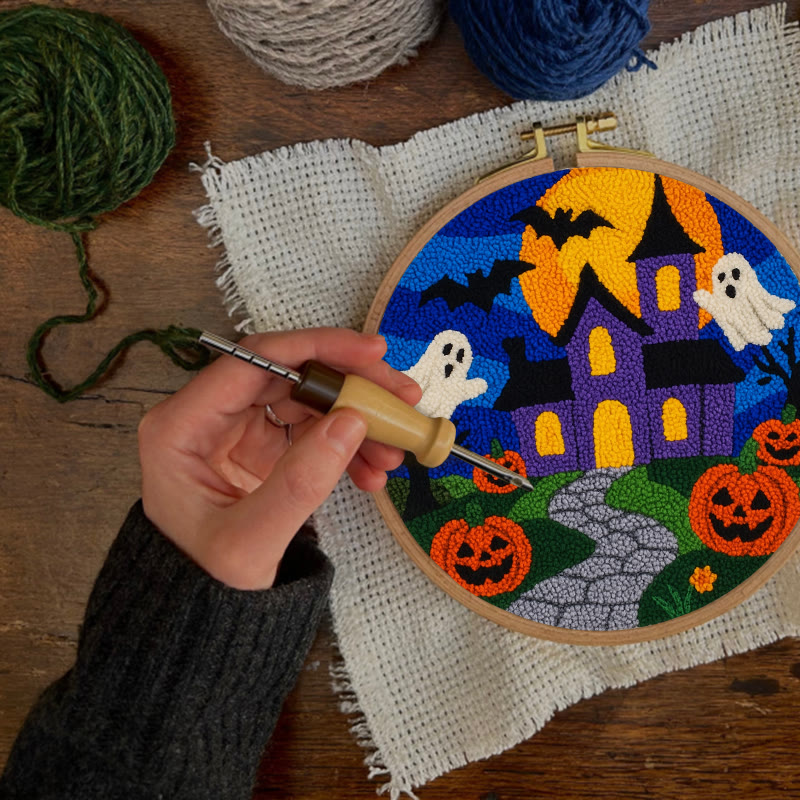 Halloween Night Punch Needle Kit - Spooky Castle Craft | Diy Needle Artwork - image 8