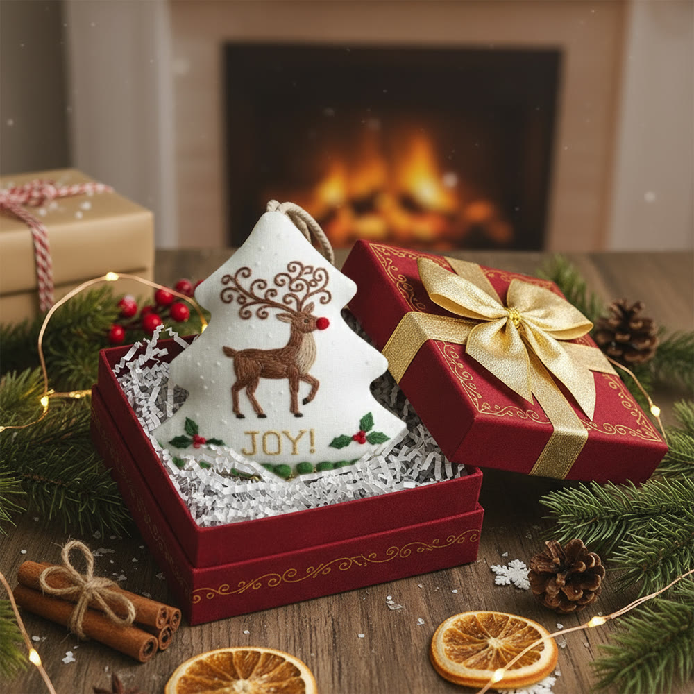 Rubbyoo Tree-shaped Embroidery Kit - Christmas Joyful Deer | Lovely Animal Art | Diy Hanging Craft  - image 8