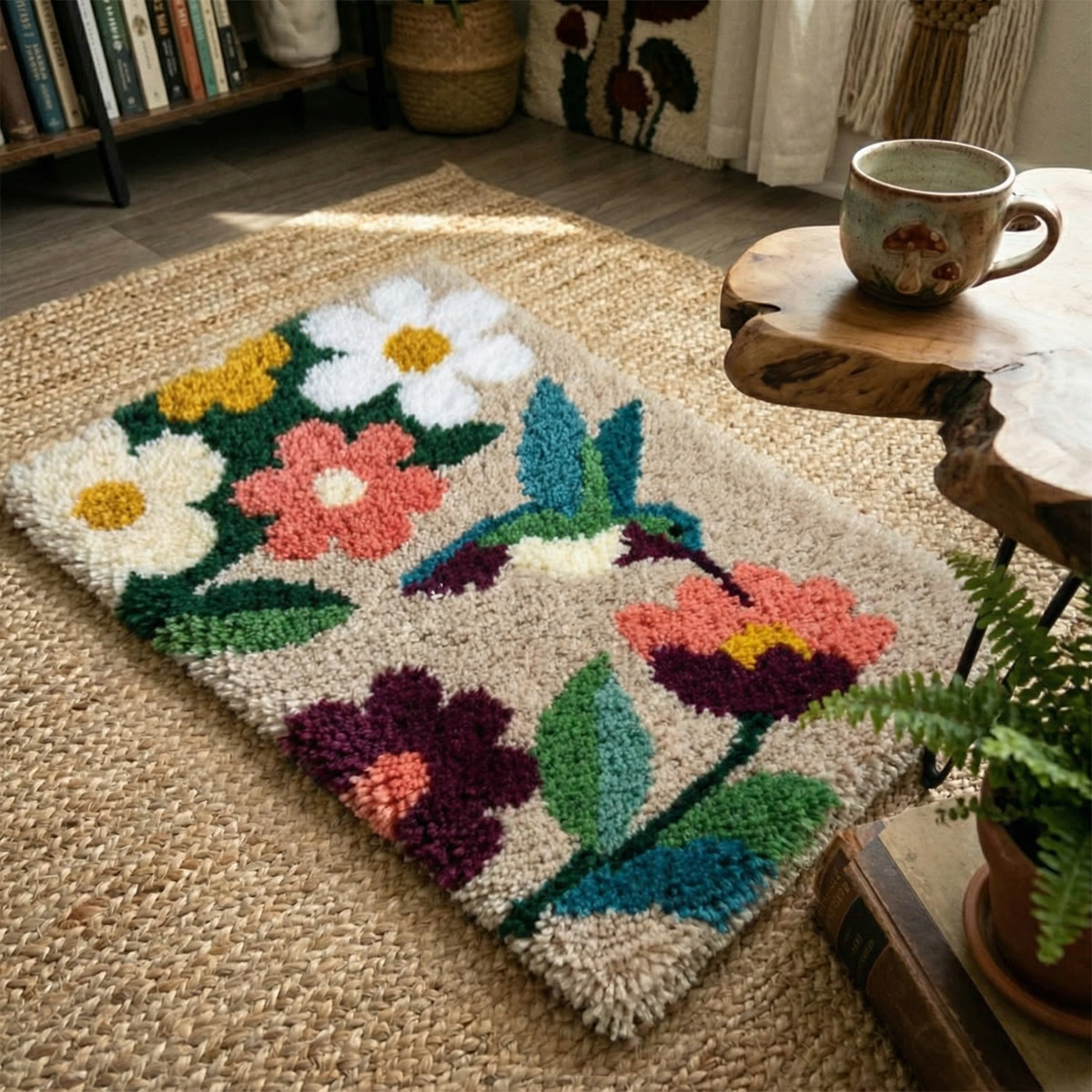 Rubbyoo Latch Hook Rug Kit - Spring Hummingbird | Handmade Animal Craft | Diy Floor Mat - image 5