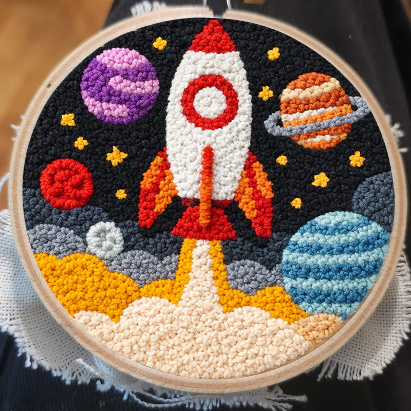 Space Rocket Adventure Punch Needle Kit - Playful Handcraft Experience | Creative Bedroom Styling Pick - image 7
