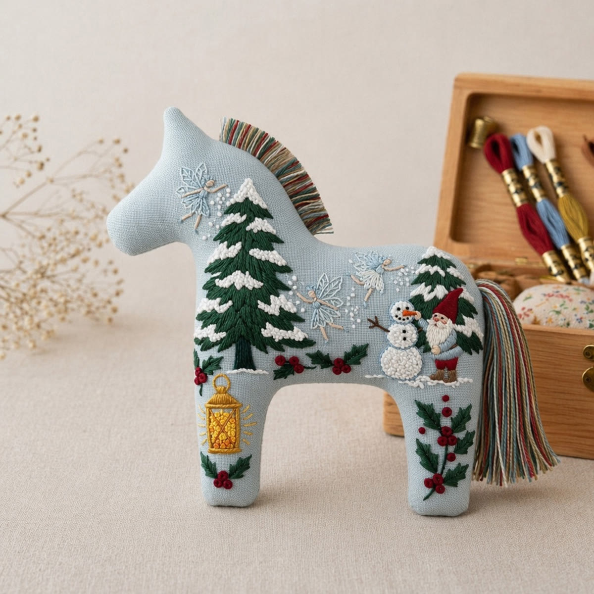Rubbyoo Dala Horse Embroidery Kit - Christmas Gnome | Unique Secret Santa Gift | Holiday Hanging Decor - image 5