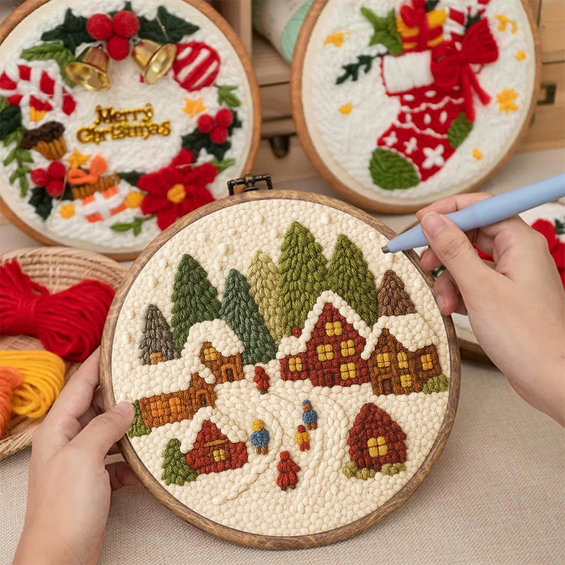  Winter Scene Punch Needle Kit - Christmas Handmade Craft | Christmas Home Ornament - image 6