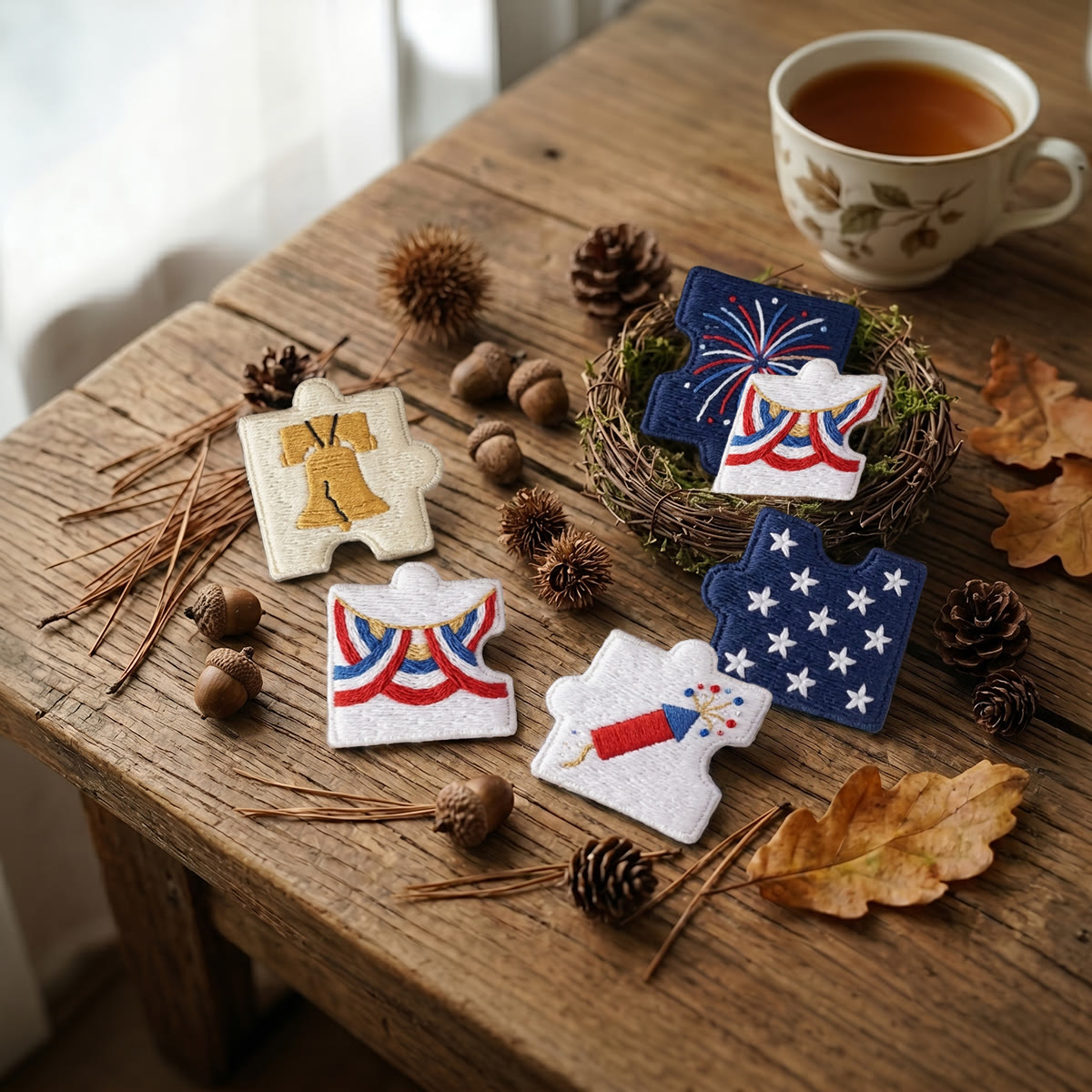 Rubbyoo Diy Magnet & Brooch Embroidery Puzzle Kit - Independence Day Themes | Patriotic Kitchen Decor - image 4