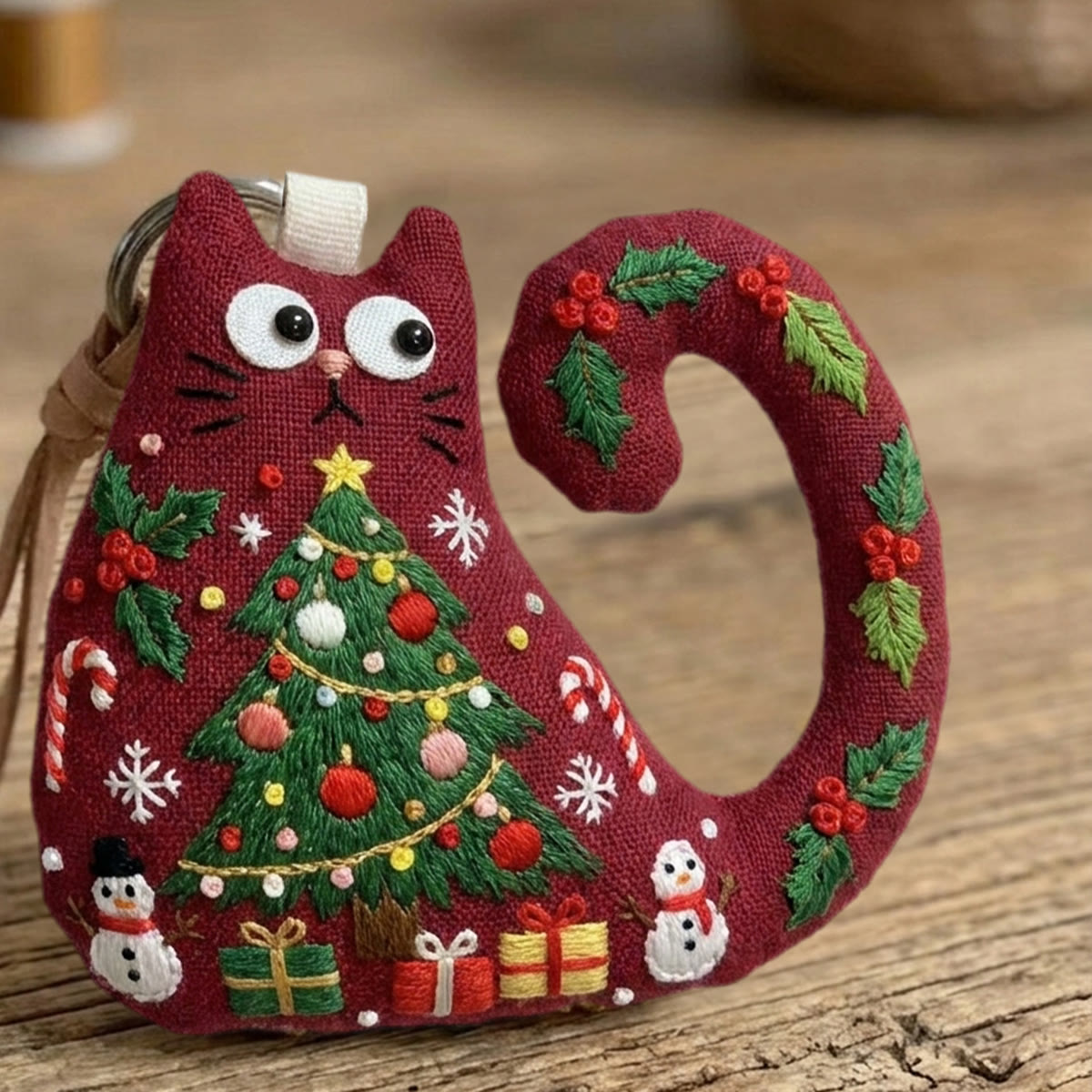 Rubbyoo Cat Embroidery Kit - Christmas Tree With Ornaments | Folk Art Needlepoint Keepsake | Whimsical Holiday Charm - image 7