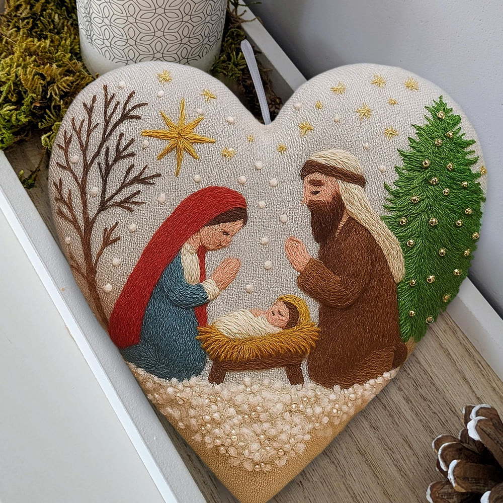 Rubbyoo Heart Embroidery Kit - Christmas Prayer | Handmade Needle Artwork | Diy Christmas Tree Decor  - image 9