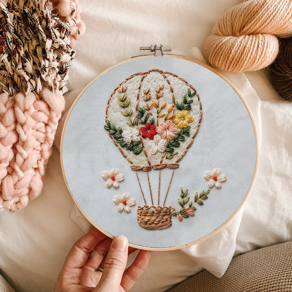 Rubbyoo Embroidery Kit-Floral Hot Air Balloon  Easy  Embroidery Kit For Beginners | Autumn Crafts - image 9