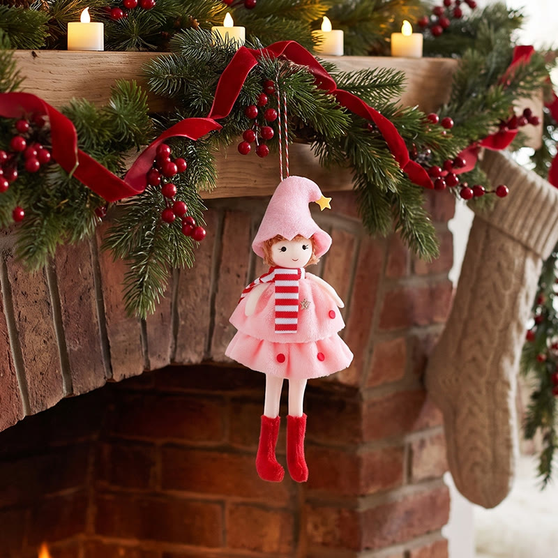 Rubbyoo 4pcs Christmas Cake Dress Girls - Christmas Angel Pendant | Marry Christmas Art Craft  - Pink - image 5