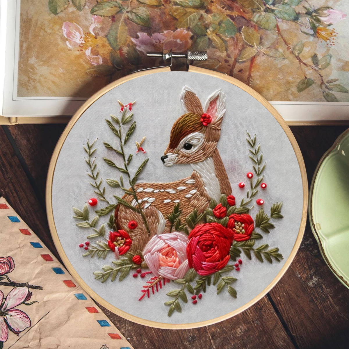 Rubbyoo Embroidery Kit-  Deer With Flowers - image 6