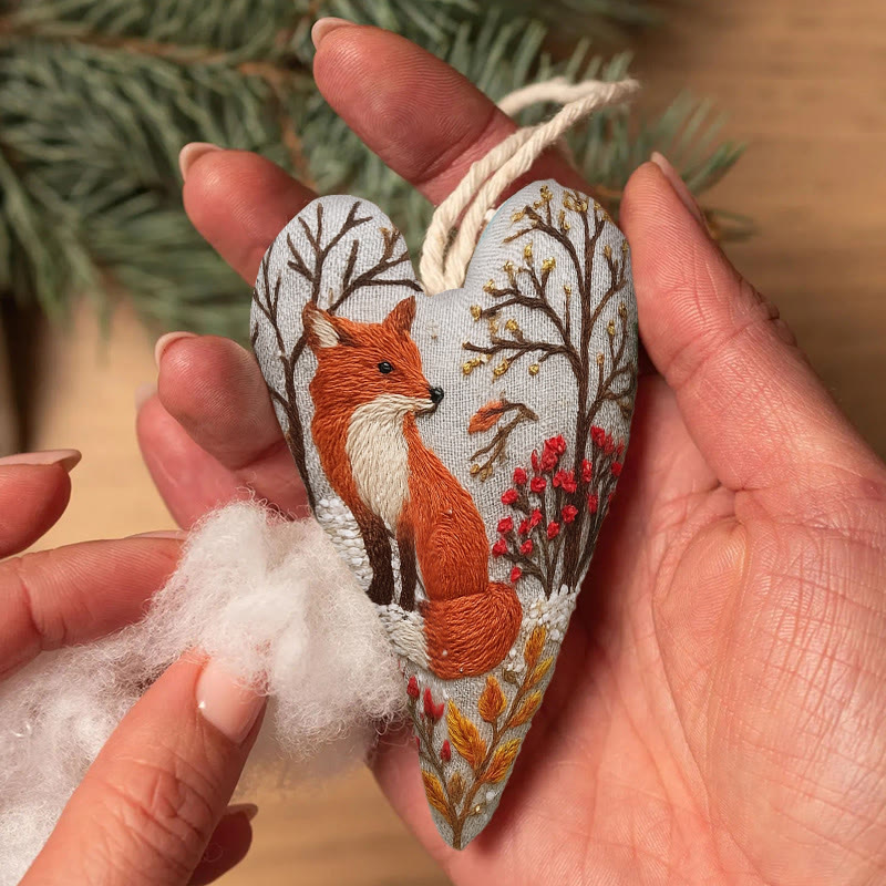 Rubbyoo Heart Embroidery Kit - Winter Fox | Diy Animal Craft | Unique Car Hanging Decor - image 6