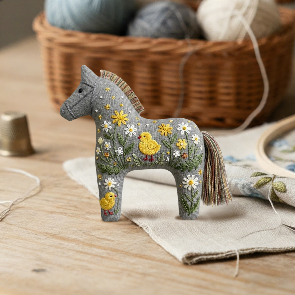 Rubbyoo Dala Horse Embroidery Kit - Chick In The Meadow | Gift For Crafters | Cute Nursery Decor - image 6