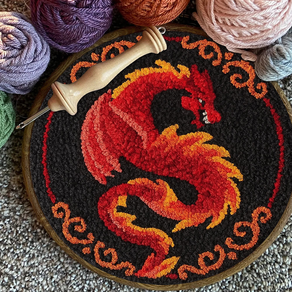 Fire Dragon Punch Needle Kit - Artisan-crafted Art | Fantasy Decor Accent - image 11