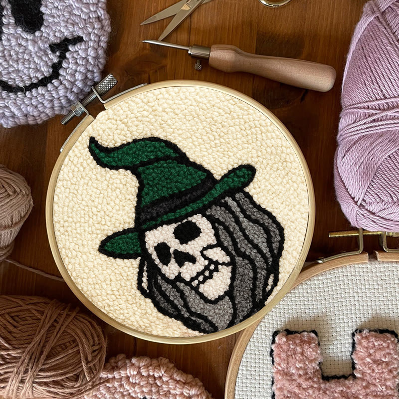 Spooky Wizard Punch Needle Kit - Halloween Skeleton Art | Nice Craft For Home Decor - image 6