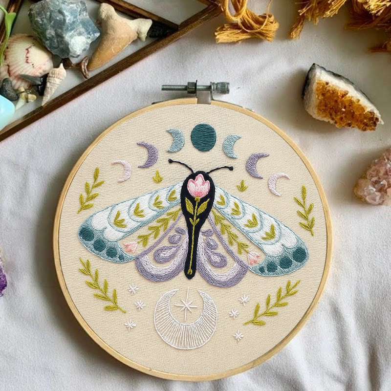 Rubbyoo Embroidery Kit - Celestial Lunar Moth | Creative Handmade Craft | Unique Hanging Ornament - image 7