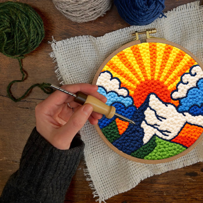 Vibrant Sunset Mountain Punch Needle Kit – New-edition Creative Diy | Fresh-concept Decor Piece - image 8