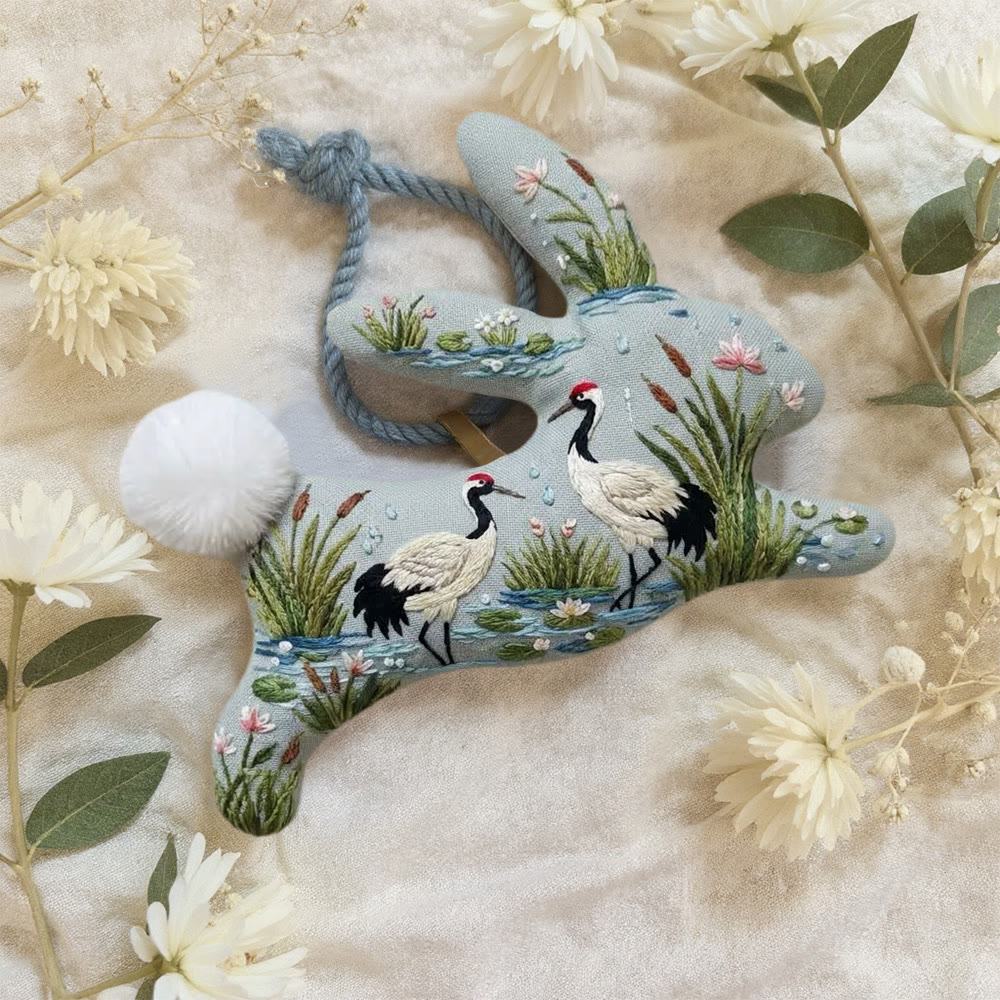Rubbyoo Rabbit Embroidery Kit - Japanese Crane | DIY Handmade Kit For Beginners  | Japanese Style Ornament - image 5