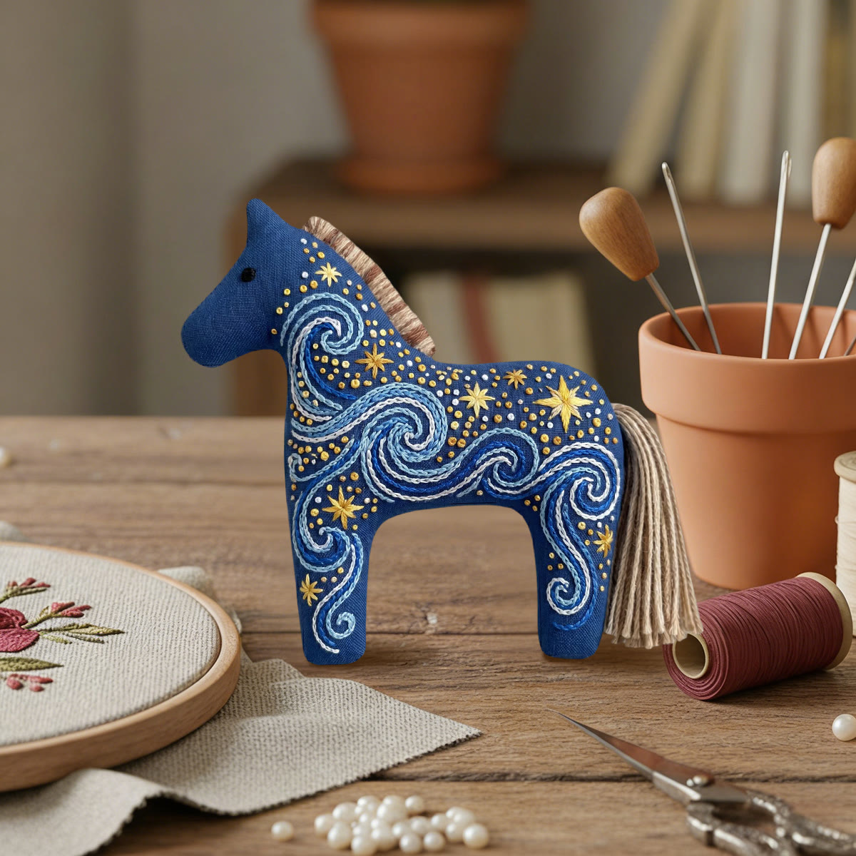Rubbyoo Dala Horse Embroidery Kit - Swirling Galaxy Pattern | Unique Gift For Friend | Witchy Celestial Decor - image 7