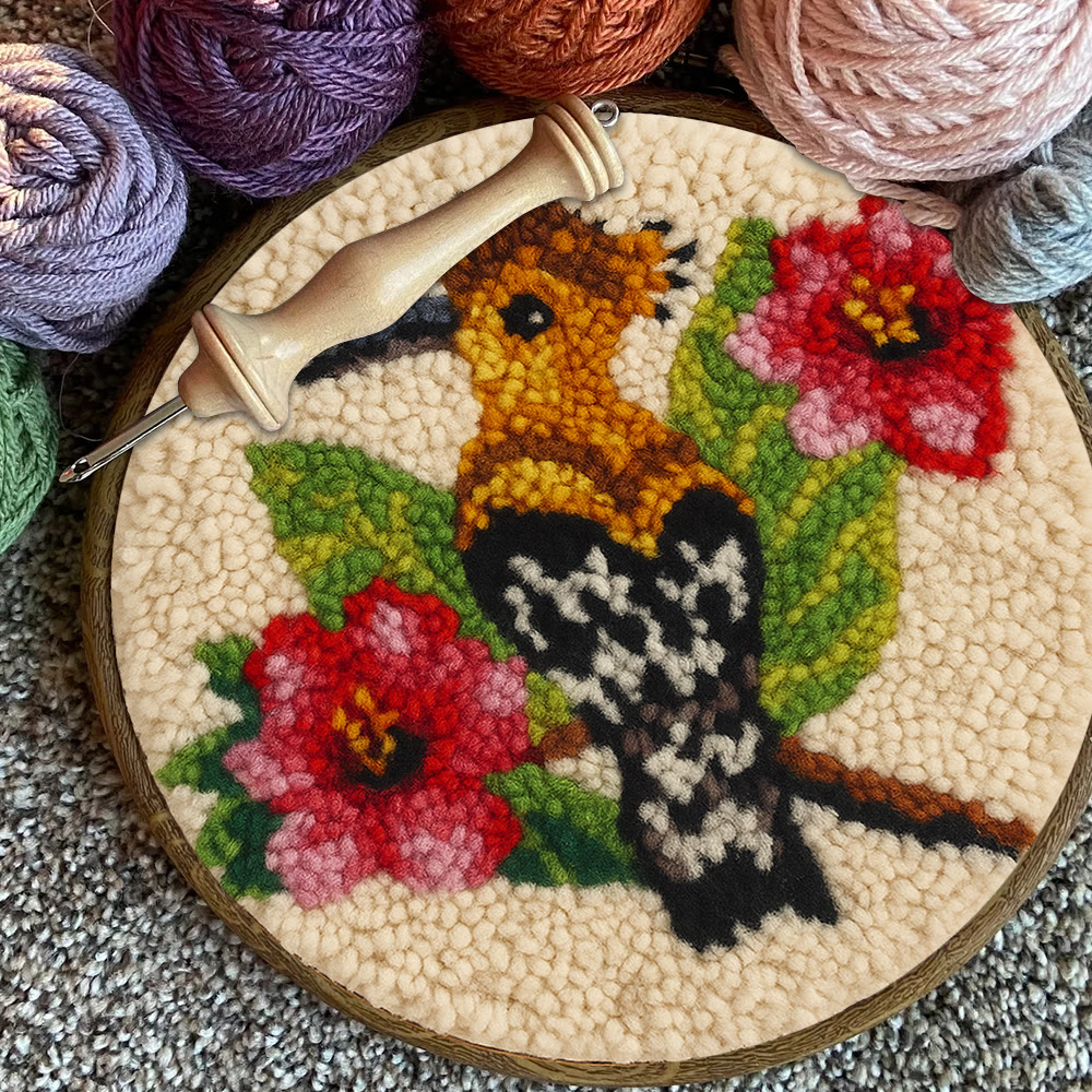 Hoopoe Floral Punch Needle Kit - Artisan-made Craft | Nature-inspired Decor - image 12