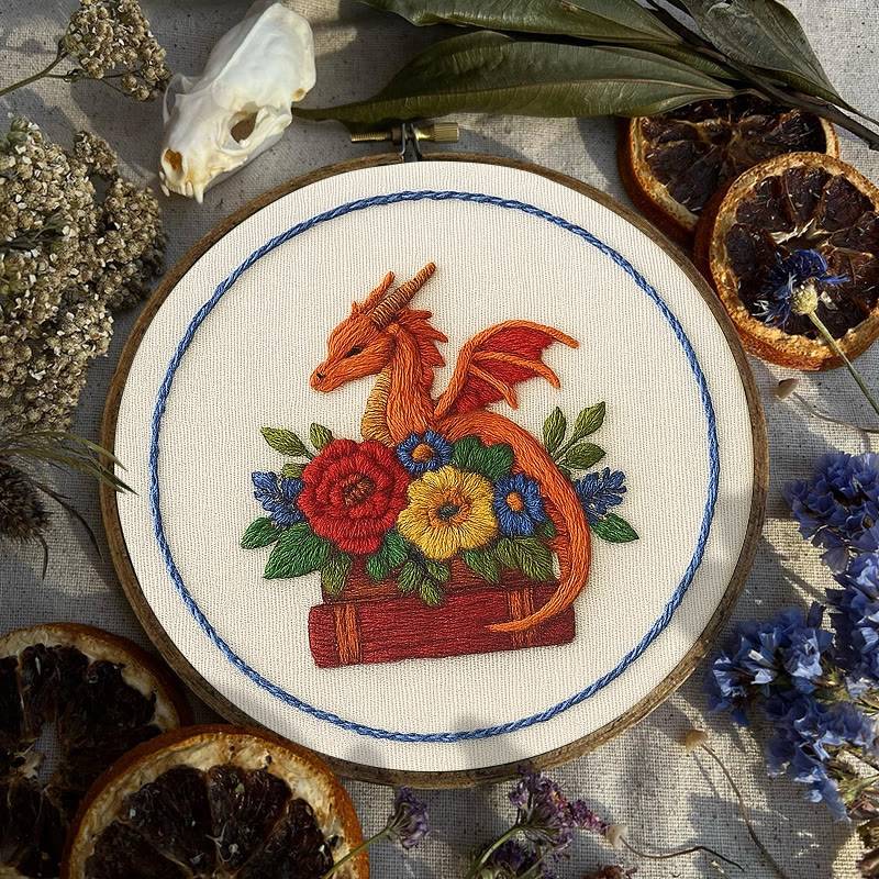 Rubbyoo Embroidery Kit - Charming Dragon |  Fantasy Floral Craft |  Beginner Friendly Needlepoint  - image 8