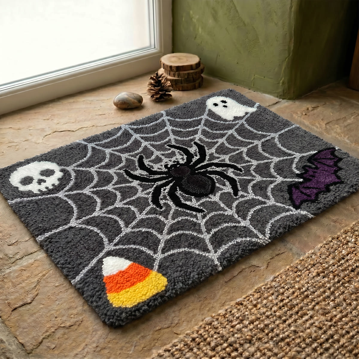 Rubbyoo Latch Hook Rug Kit - Big Black Spider | Handmade Gift For Her | Halloween Holiday Spooky Mat   - image 5