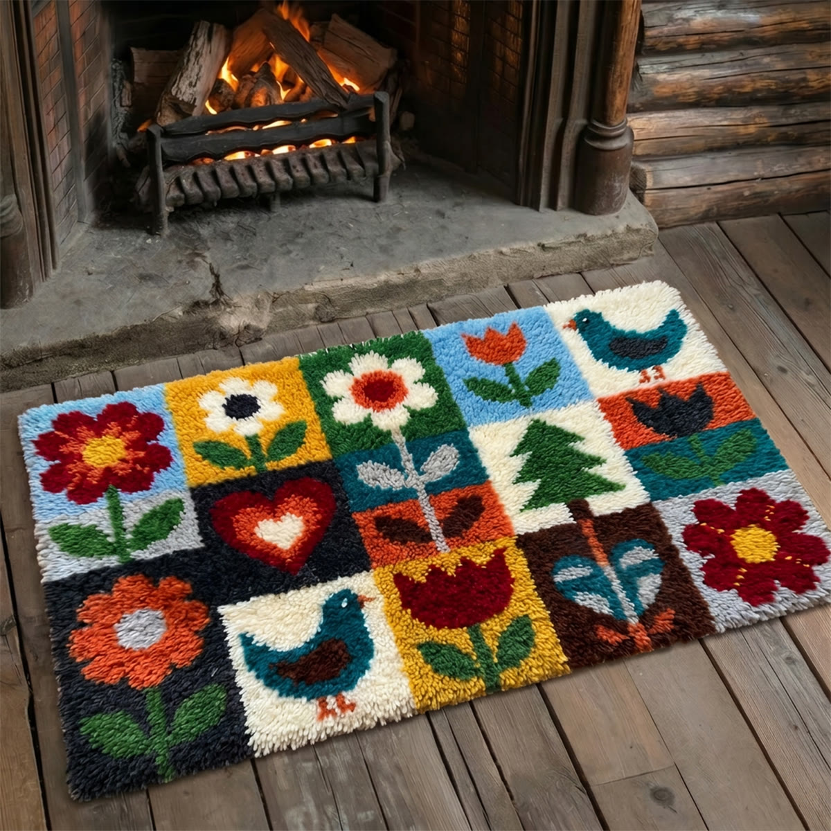 Rubbyoo Latch Hook Rug Kit - Variety Of Flowers | Handmade Floral  Art Craft | Diy Bedroom Floor Mat - image 5