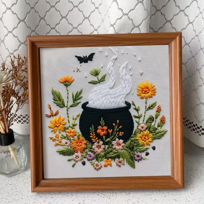 Rubbyoo Embroidery Kit - Magical Cauldron | Personalized Halloween Ornament | Beginner Halloween Handicraft - Embroidery Kit Plus An Extra Frame - image 10