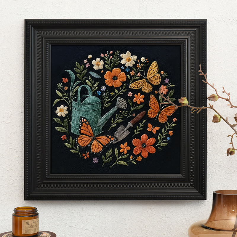 Rubbyoo Embroidery Kit - Plants And Butterfly | Diy Aesthetic Needlework Gift | Stunning Wall Decor  - Embroidery Kit Plus An Extra Frame - image 9