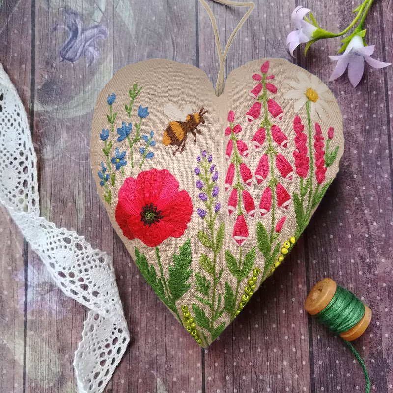 Rubbyoo Heart Embroidery Kit - Spring Flower | Perfect Handmade Gift For Her | Diy Decorative Craft  - image 4