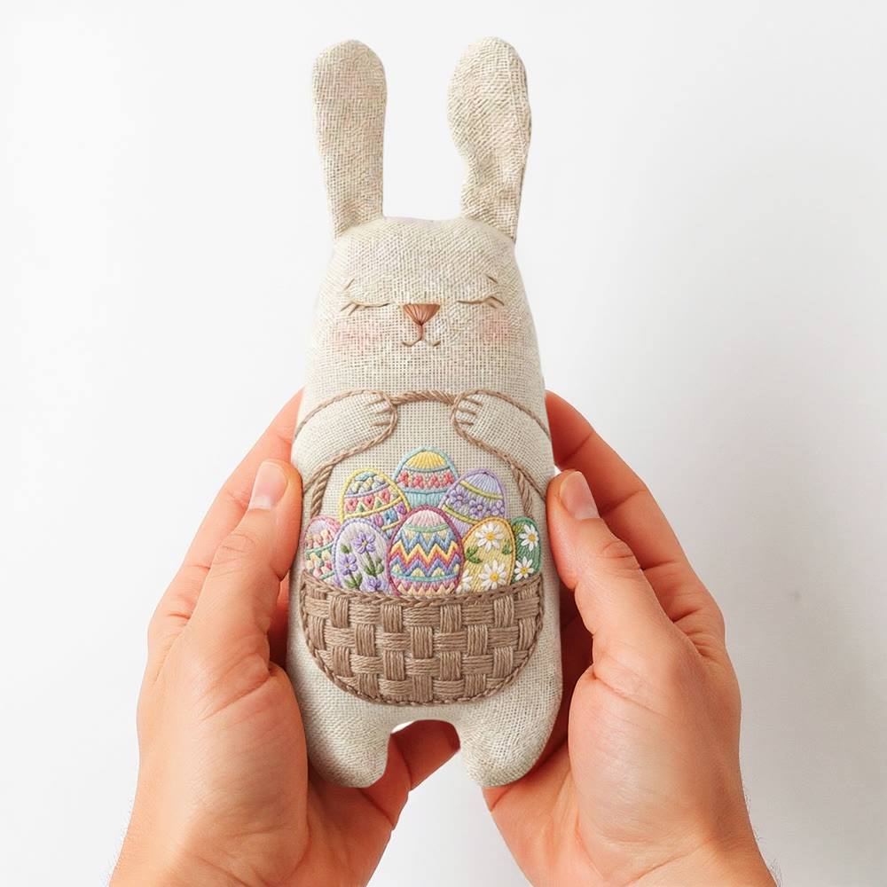 Rubbyoo Bunny Toy Embroidery Kit - Patterned Egg Basket | Easy Sewing Kit |stuffed Bunny Toy - image 3